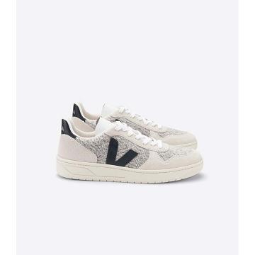 Veja V-10 FLANNEL Sneakers Dames White/Black | NL 643ZUT